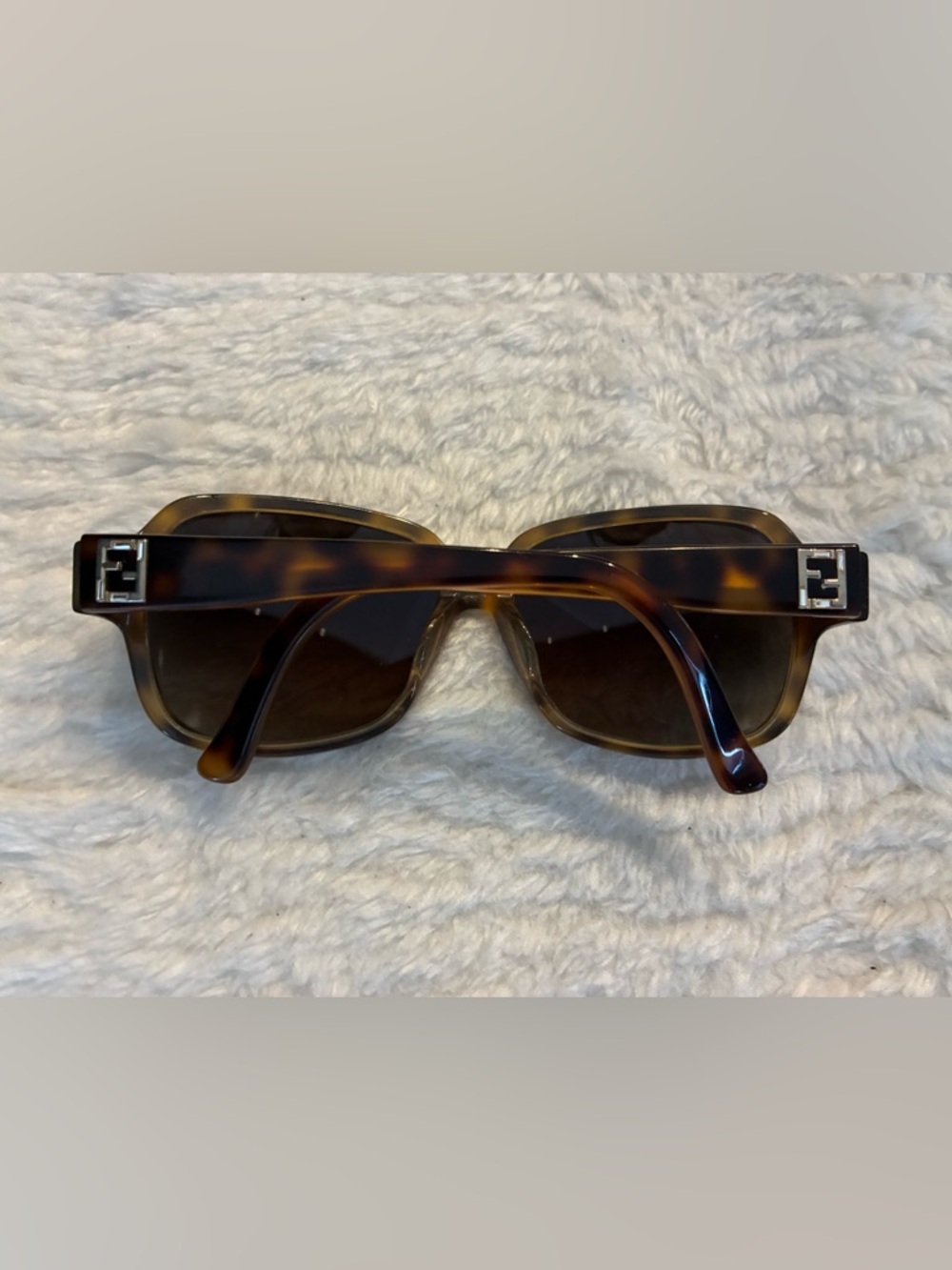 FENDI Women Sunglasses Rectangular Oval Black/Brown Side Logo - Picture 2 of 5